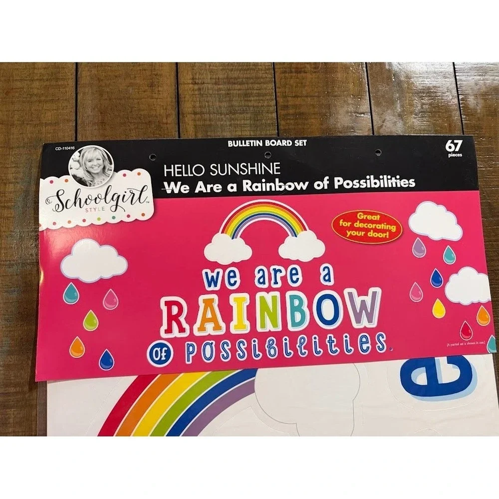 Schoolgirl Style Hello Sunshine Rainbow Bulletin Board Set 67pc CD-110416